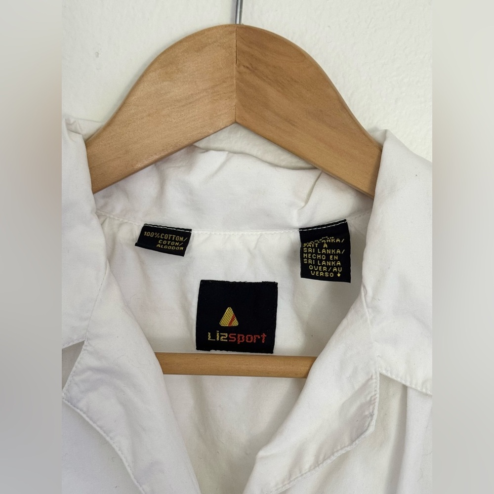 Vintage 90s Cropped White Blouse by LizSport - Picture 5 of 7